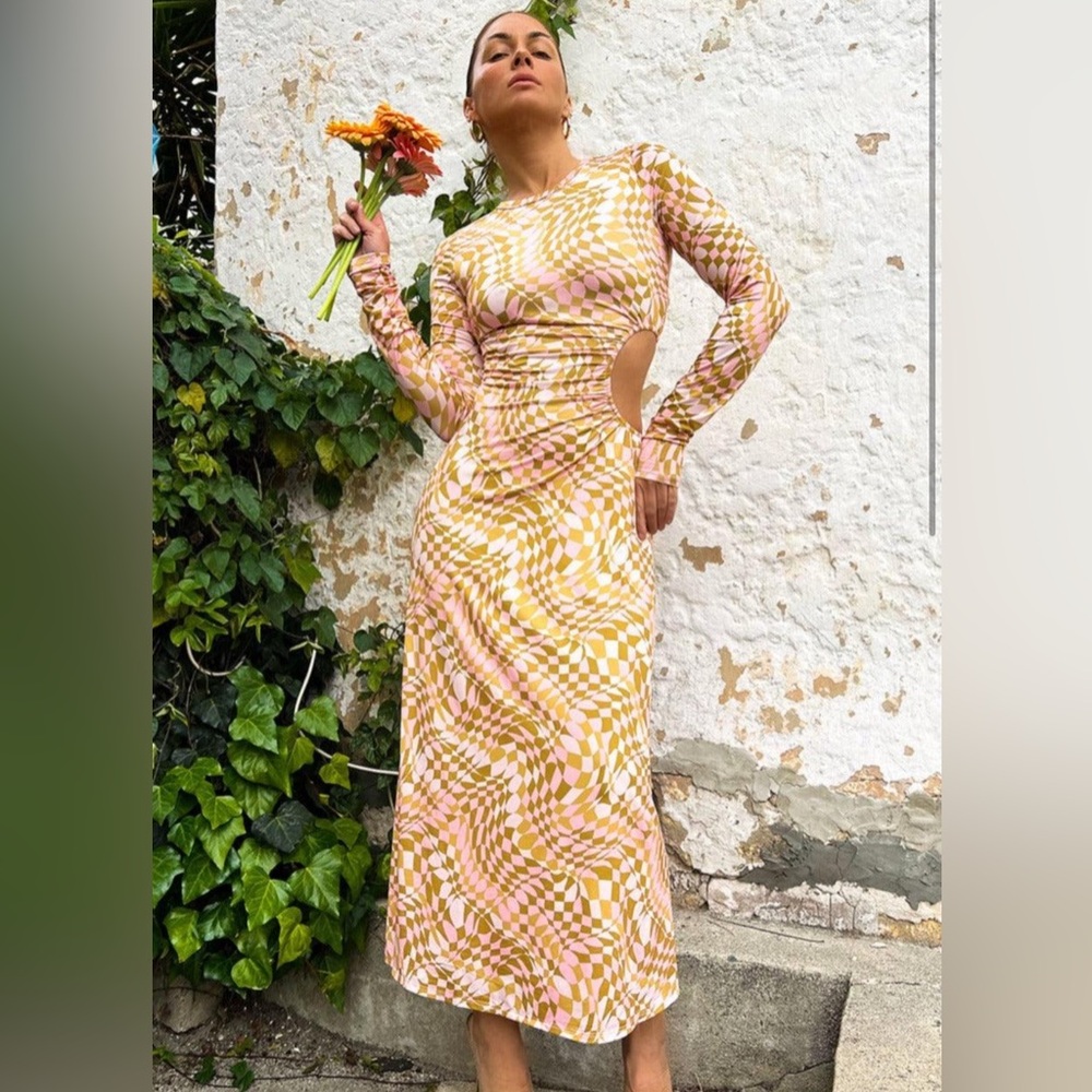 AFRM Geometric Pattern Maxi Dress W/Cutout